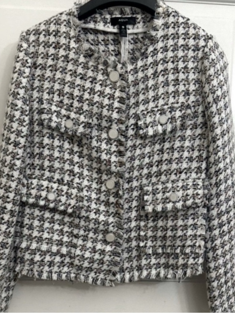 Aqua Bloomingdale's Cropped
Wool Blend
Tweed Blazer